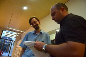 El autor preparando una reunión de Toastmasters